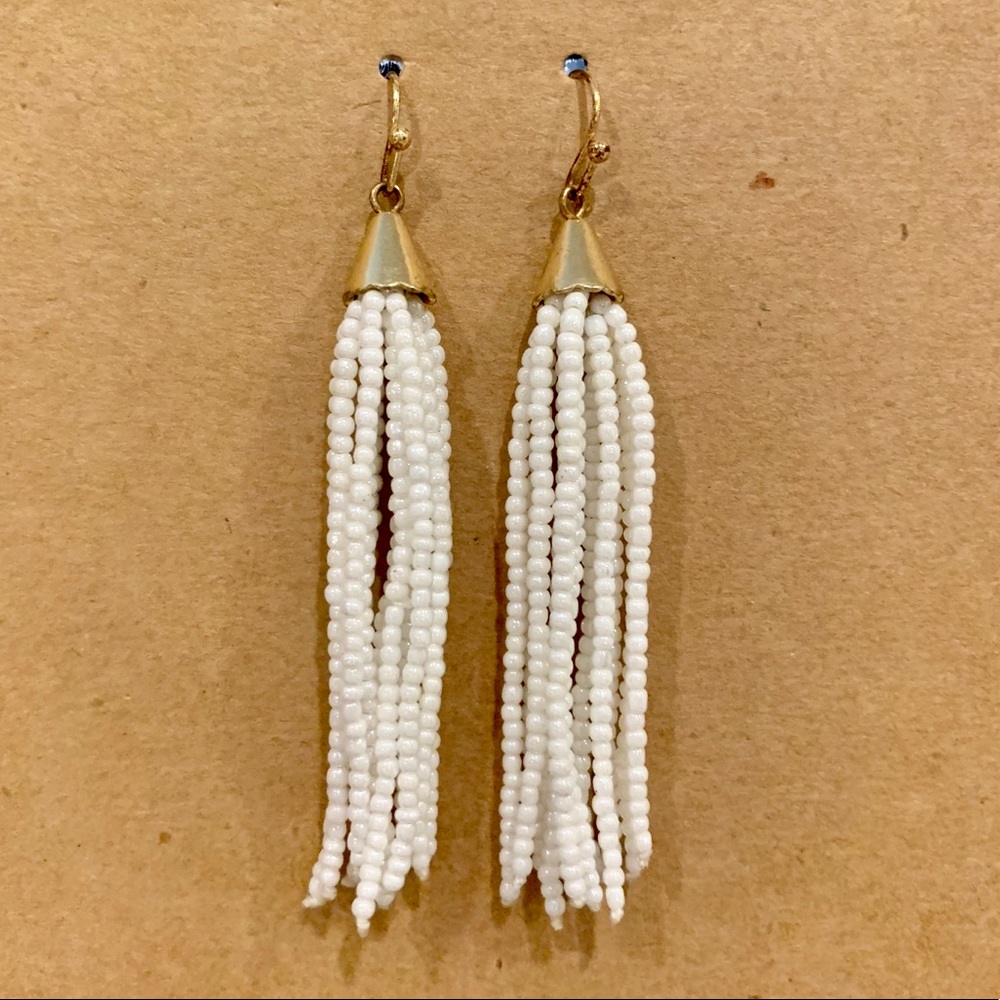 White Tassel Earrings